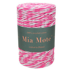 Mia Mote™ Classic Line Sznurek bawełniany skręcany do makramy 2mm radiant orchid + basalt grit