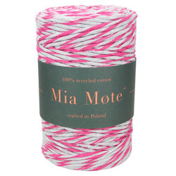 Mia Mote™ Classic Line Sznurek bawełniany skręcany do makramy 3mm radiant orchid + basalt grit