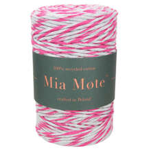 Mia Mote™ Classic Line Sznurek bawełniany skręcany do makramy 3mm radiant orchid + basalt grit