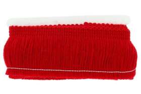 Taśma Frędzle Tekstylne Odzieżowe na Taśmie Ozdobne czerwony 40mm