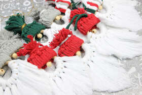 Zestaw Świąteczny na prezent do makramy dla początkujących mikołaje i skrzaty