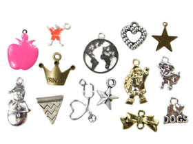 Zestaw Zawieszek do bransoletek charms 8~28mm wraz z ogniwkami 15szt mix